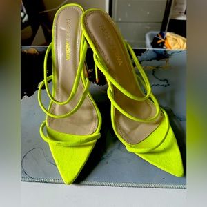 Neon green mules